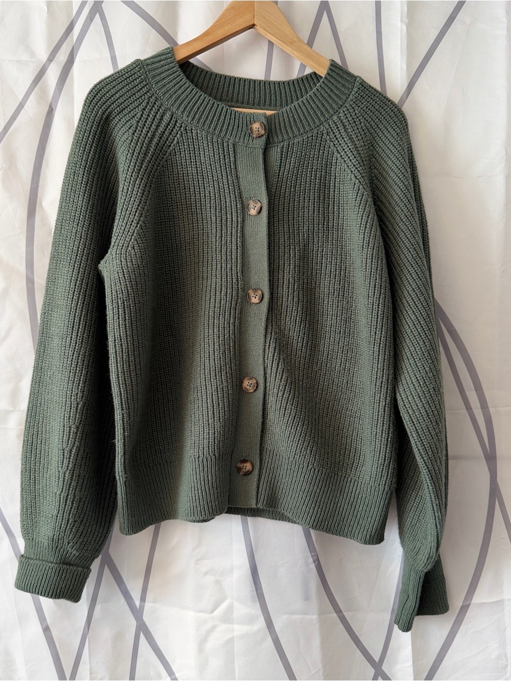 Banana Republic Women’s Large OliveGreen Ribbed Grandmacore Cottagecore Cardigan